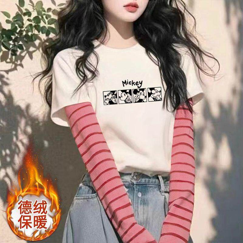 2026新款假两件德绒保暖长袖t恤