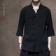 夏季 汉服七分袖 复古风冰丝短袖 男士 中国风男装 上衣中式 衬衫 薄款