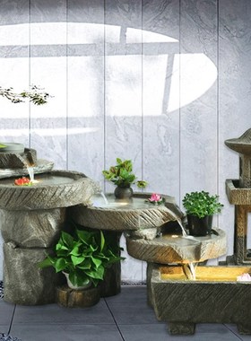 大型假山造景阳台花园室内生财流水D摆件循环水系景观庭院喷泉鱼
