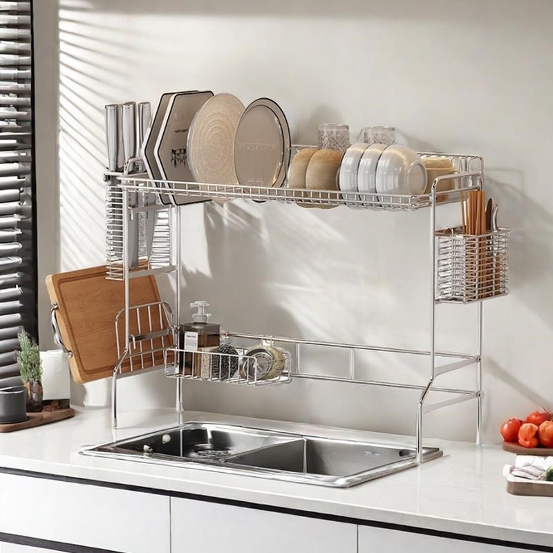 不锈钢厨房洗碗架水槽上方沥水架洗碗池置物架碗碟盘收纳沥水碗架