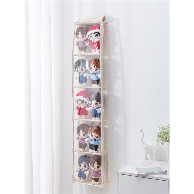 窄夹缝迷你透明小挂袋布玩具偶娃娃包展示收纳納架悬壁挂式墙上置