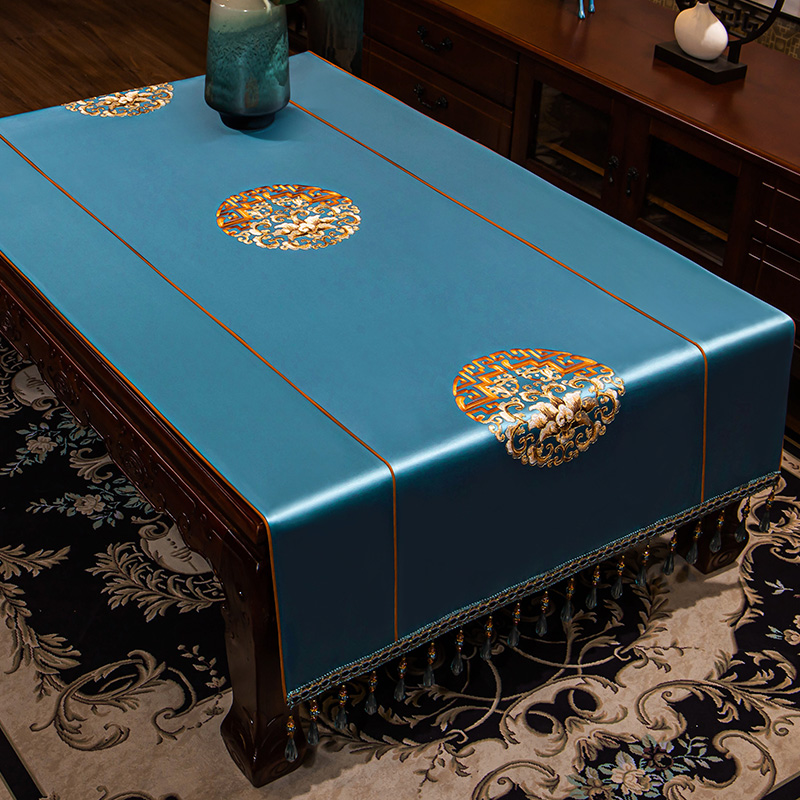 中式家用长方形桌布布艺餐桌垫现代电视柜盖布客厅茶几垫桌旗定制