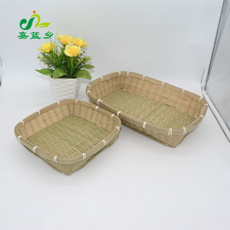 竹编纯手工托盘 竹篮子 方形竹簸箕箩筐 收纳筐 水果筐摆放蔬菜篮,特色手工艺,竹编/竹雕,淘宝优惠券,粉丝福利购,淘宝优惠卷