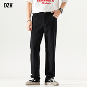 男直筒宽松潮牌裤 子秋冬新款 2023新款 男生黑色弹力牛仔裤 休闲长裤