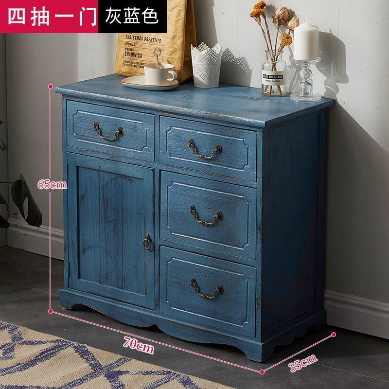美式乡村实木斗柜简约现代客厅柜复古储物多层收纳柜卧室边柜整装