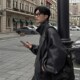 高街皮夹克复古黑色PU韩版 春秋款 机车立领皮衣外套男夹克美式 潮牌