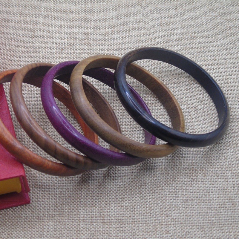 极窄檀木贵妃手镯复古手链圈绿檀黑檀个性饰品时尚镯子鸡血藤简约