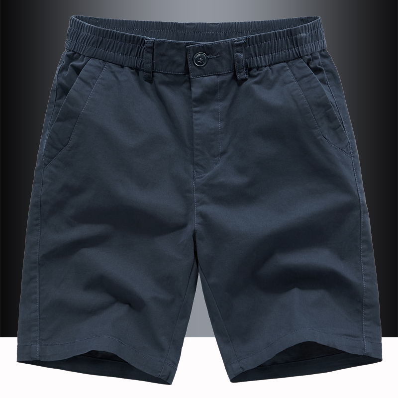 夏季裤子新款男士休闲短裤宽松薄款松紧腰大码纯棉工装水洗五分裤