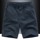 男士 裤 夏季 松紧腰大码 子新款 宽松薄款 水洗五分裤 休闲短裤 纯棉工装