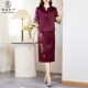 酒红色高级感小众婚宴喜婆婆连衣裙修身 妈妈装 礼服女2025新款 显瘦