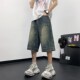 复古伐木七分牛仔短裤 男高级感直筒工装 宽松中裤 美式 阔腿休闲裤 子