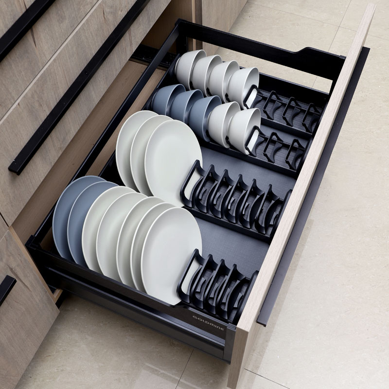橱柜抽屉碗架内置碗碟架 厨房单层柜内放碗盘子沥水架收纳置物架