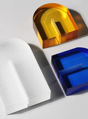 简约现代轻奢欧式家居书房水晶几何拱门I书柜书靠书挡书立装饰摆