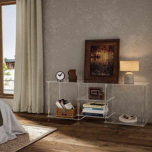 亚克力架电视架置物架收纳家用客厅电视柜现代简约透明立式
