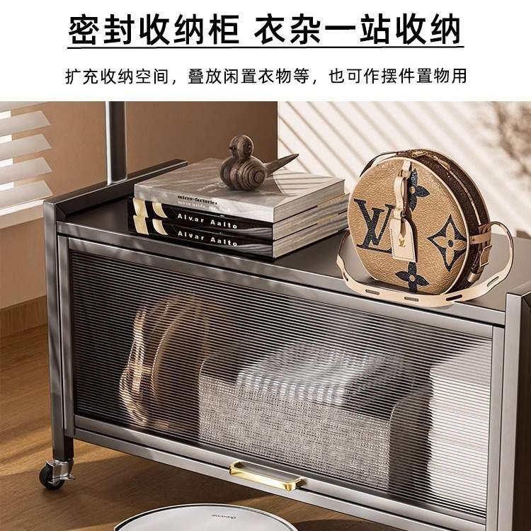 轻奢挂衣架落地铁艺可移动衣帽架卧室客厅床边挂衣服神器置物架子
