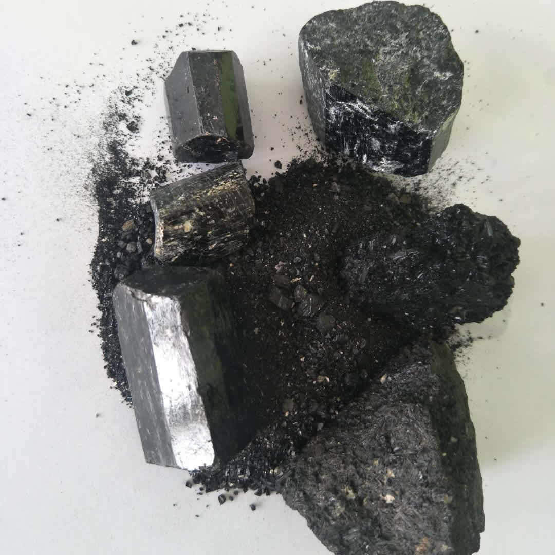 供应黑碧玺原石托玛琳原石电气石原石晶体电气石粉8000目