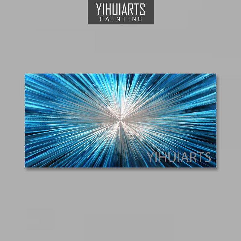 YIHUIARTS直销纯手绘抽象题材金属艺术画客厅背景装饰挂画