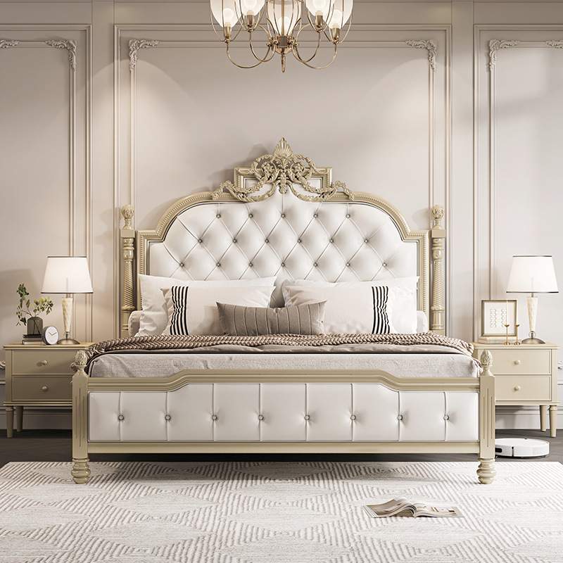 法式床美式轻奢实木床现代简约2.0米主卧室双人公主床欧式宫廷床