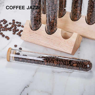 COFFEEJAZZ咖啡豆展示架干果玻璃瓶茶叶试管陈列架透明密封储存罐