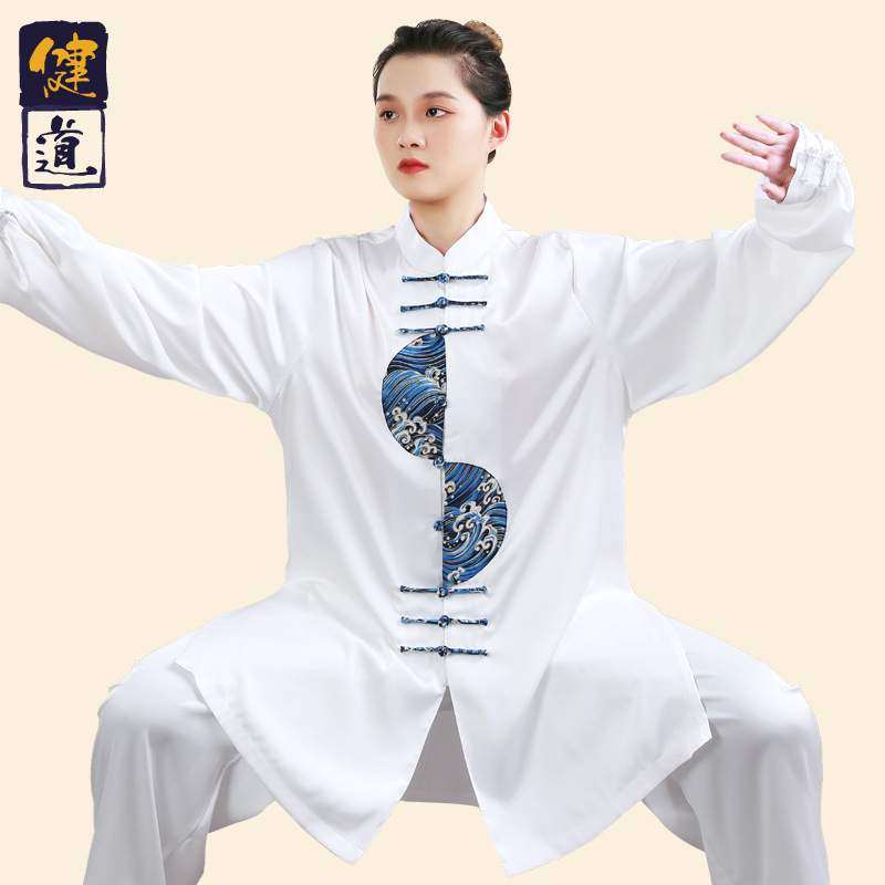 太极服男新款高端太极拳练功服女八段锦武术表演服春夏季套装健道