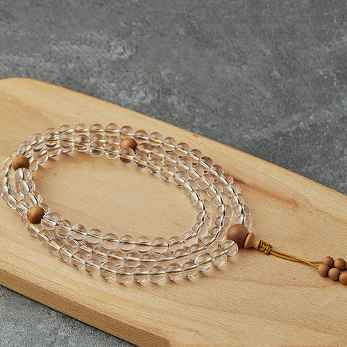 天然白水晶108颗多圈手链搭配印度老山檀手链手串女款百搭小清新