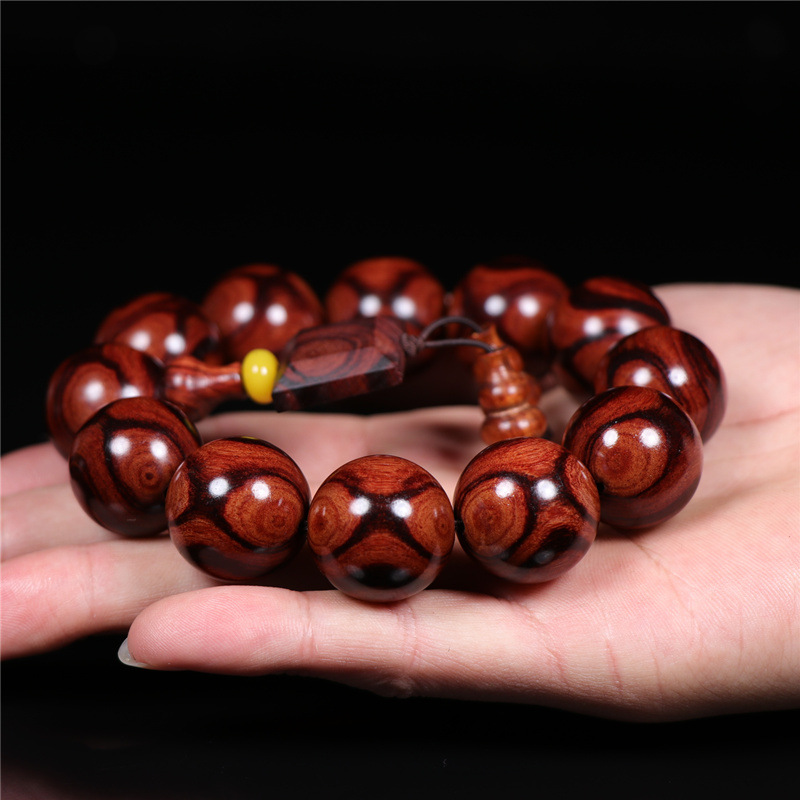 海南黄花梨男士手串鬼脸鬼眼海黄对眼20mm佛珠手链女男款念珠