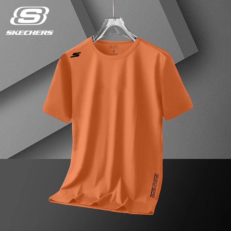 斯凯奇速干T恤男2026夏季新款凉感透气圆领短袖休闲跑步羽毛球服