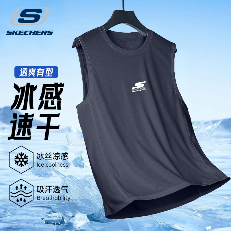 斯凯奇速干背心男士夏季运动T恤