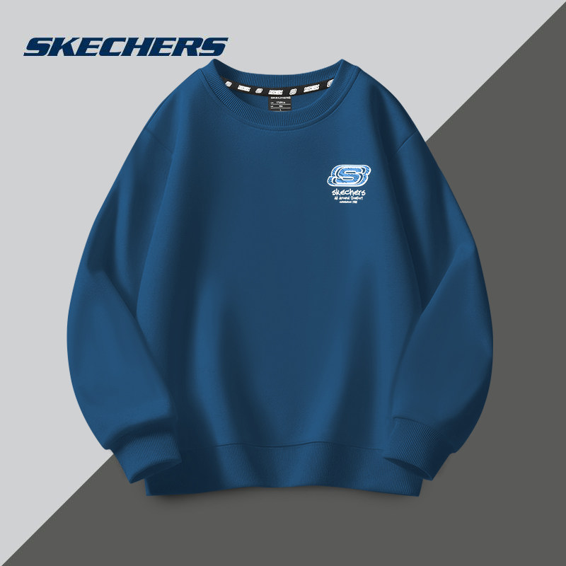 斯凯奇卫衣男2026春秋季新款长袖t恤圆领宽松显瘦运动上衣打底衫