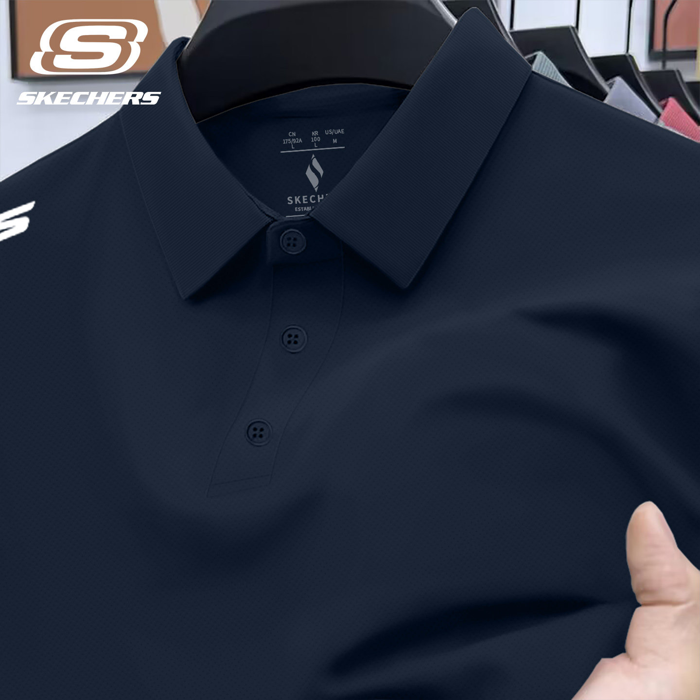 斯凯奇polo衫针织短袖t恤男士2026夏季新款青年翻领冰丝速干半袖