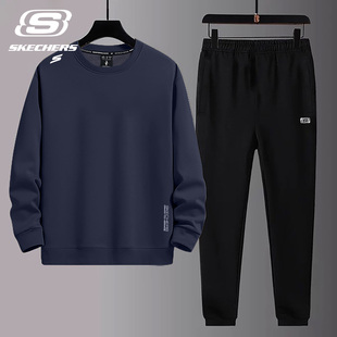 斯凯奇运动套装男款2025秋冬新款学生圆领卫衣卫裤休闲穿搭一整套