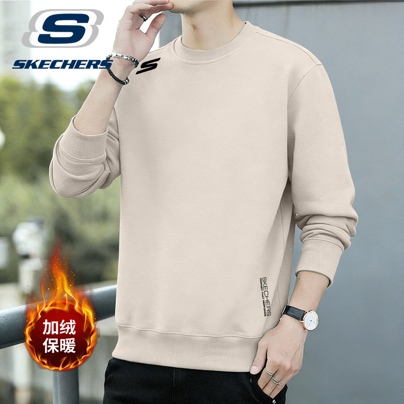 斯凯奇加绒卫衣男款青少年2026春季新款长袖上衣休闲通勤运动衣服