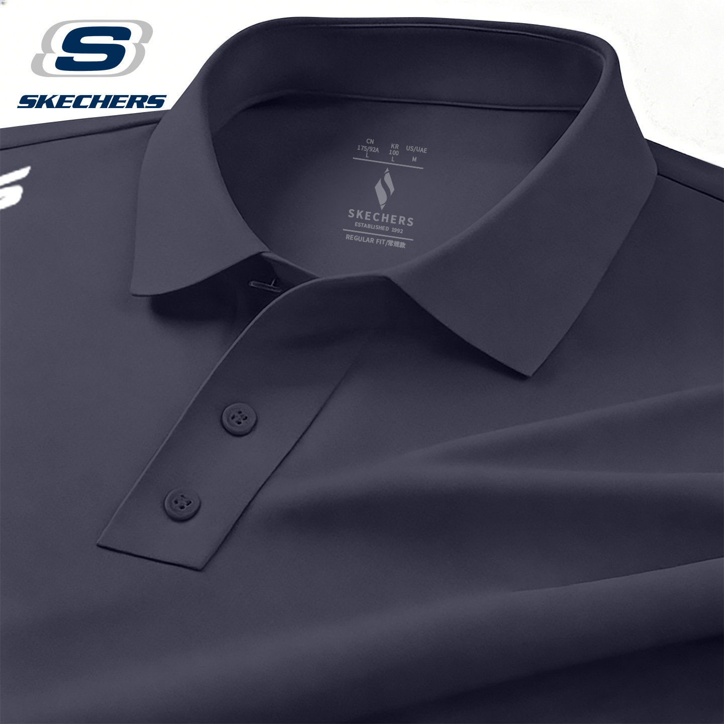 斯凯奇短袖T恤夏季薄款透气男装速干冰丝翻领上衣休闲运动polo衫