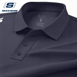 速干冰丝翻领上衣休闲运动polo衫 斯凯奇短袖 透气男装 薄款 T恤夏季