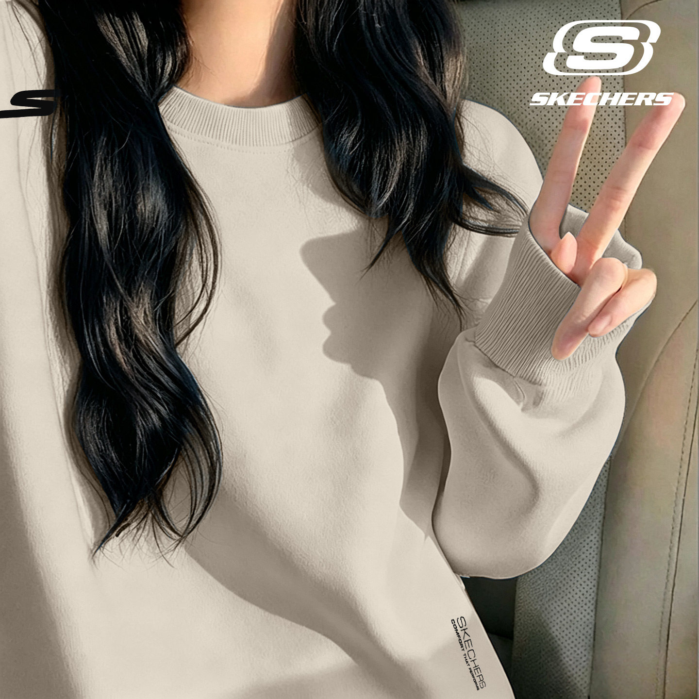 斯凯奇卫衣女大码简约宽松慵懒风