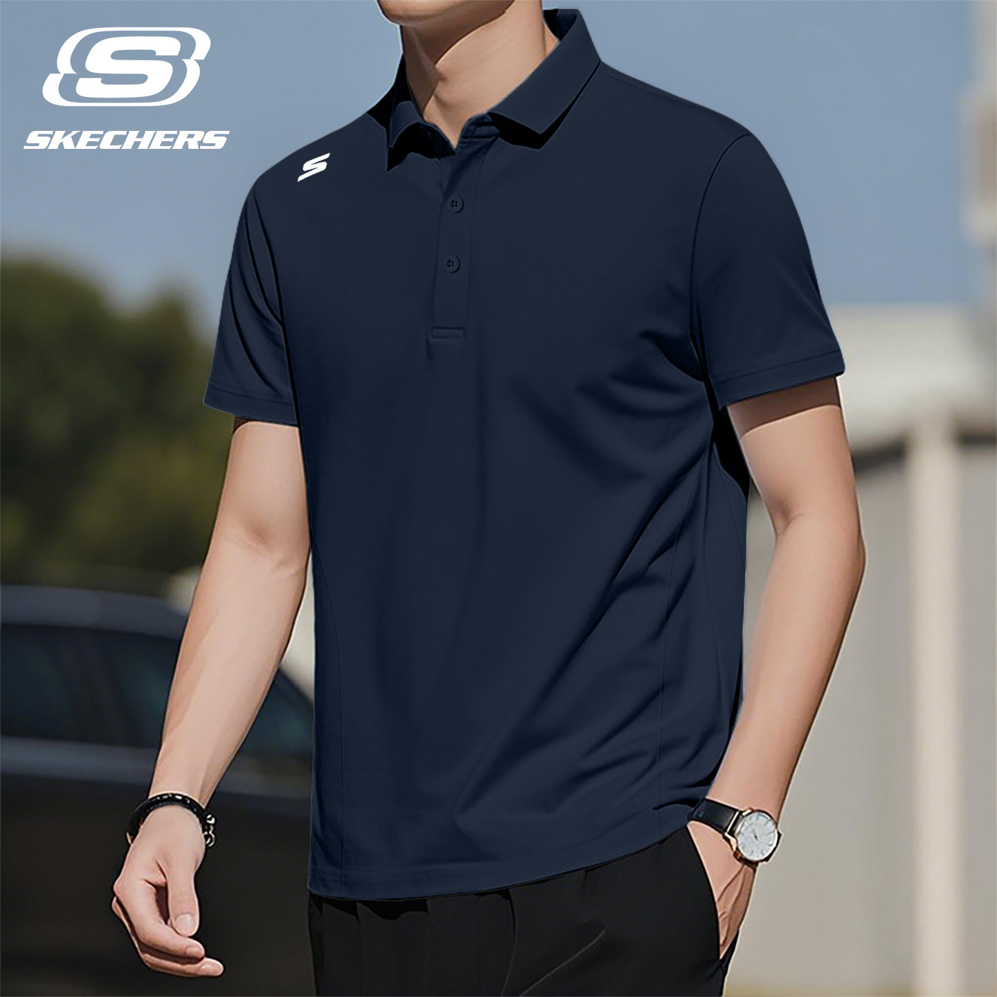 斯凯奇速干t恤男冰丝短袖polo衫2026新款夏季透气商务高品质上衣