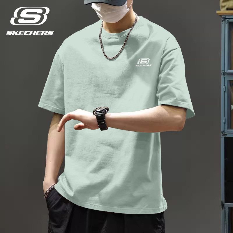 斯凯奇运动短袖男2026夏季新款棉质宽松简约半袖上衣健身透气t恤