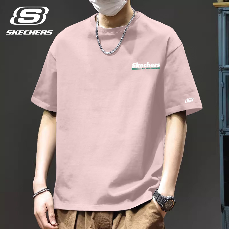 斯凯奇短袖t恤男士运动上衣夏季新款青少年健身衣服跑步纯棉半袖