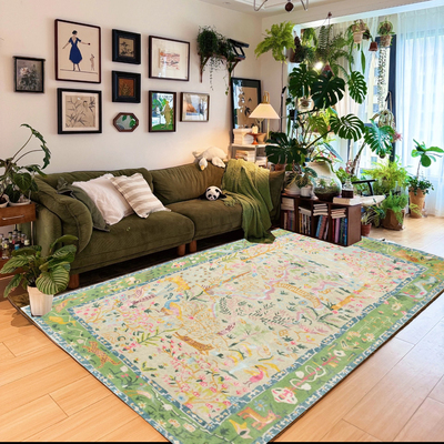 糖糖清新复古地毯客厅轻奢高级感茶几卧室床边毯加厚可机洗毛绒垫