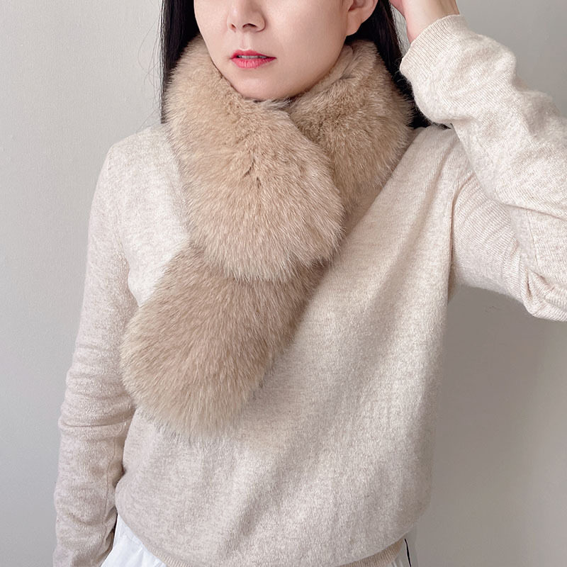 仿狐狸毛围脖护颈女冬季加厚双面百搭简约气质护颈仿皮草獭兔毛领