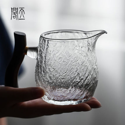 天一閣丨日式公道杯玻璃带手柄木把公杯加厚大容量分茶器功夫茶具