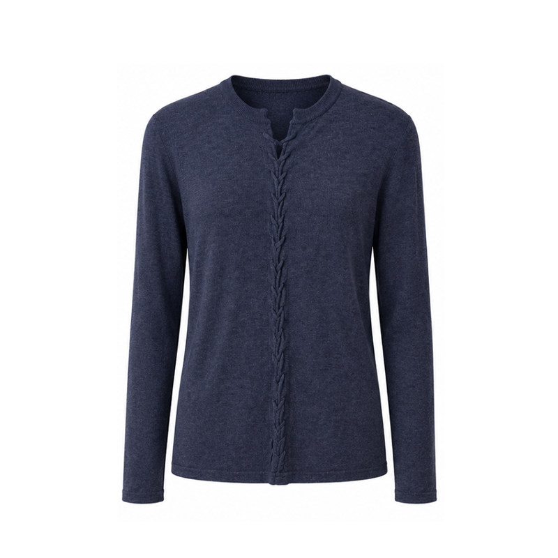 thumbnail for Slight Vogue丨Wool Braided Rope Leaf-Pattern Round Neck Tie-Up Long-Sleeve T-Shirt Knit Sweater