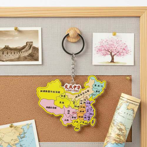 中国地图亚克力钥匙扣爱国纪念