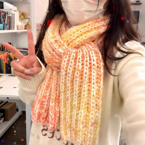 绝美渐变围巾~围巾毛线手工diy自制手混线围脖编织材料包送女朋友