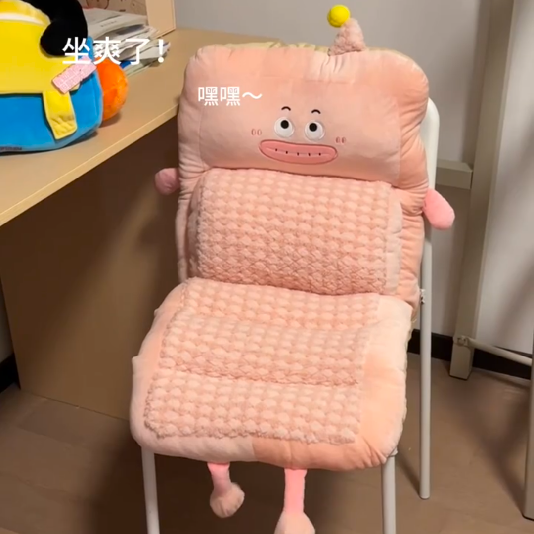 可爱卡通护腰连体坐垫靠背一体加厚屁垫办公室久坐椅子垫靠垫学生