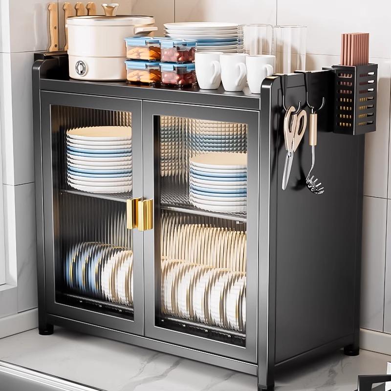 厨房置物架碗碟收纳层架家用台面带盖子放碗盘沥水碗架碗盘柜碗筷