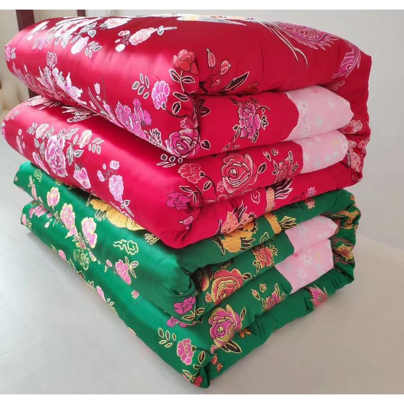 传统老式包边被子怀旧棉被结婚皇后绸缎喜被陪嫁大红色龙凤鸳鸯被