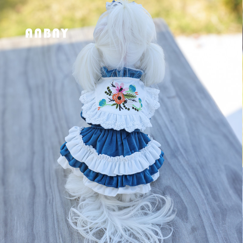 安贝妮宠物衣服公主小狗狗裙子小型犬幼犬西施泰迪比熊秋冬连身裙