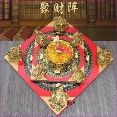 纯铜聚财阵葫芦龙龟金蟾貔貅罗盘麒麟风水聚宝盆招财家居店铺摆件