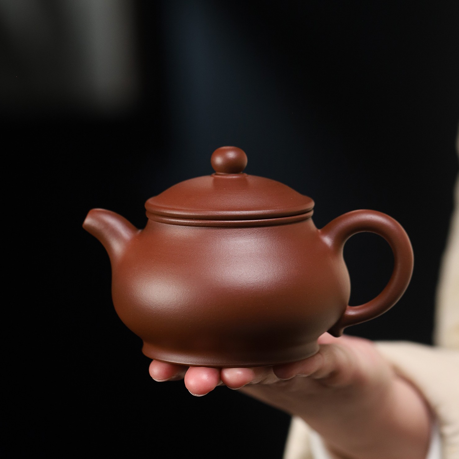 宜兴原矿紫泥潘壶纯手工球孔茶壶